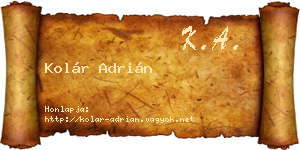 Kolár Adrián névjegykártya